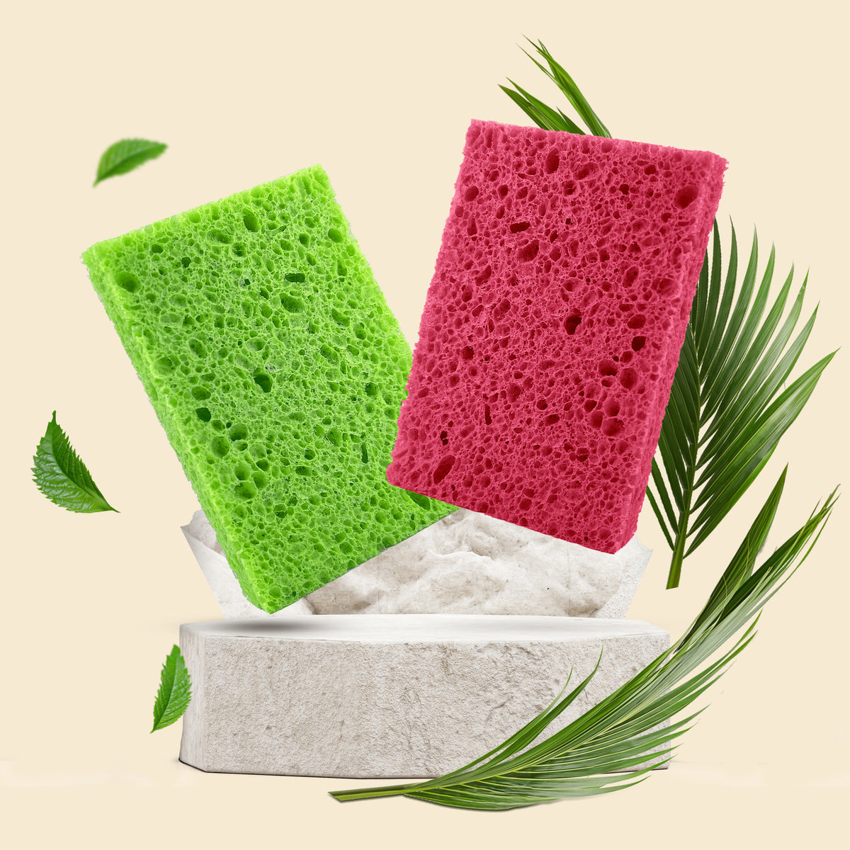 Biodegradable &amp; Compostable Cellulose Compressed Sponges - Pack of 12 (Rectangular)