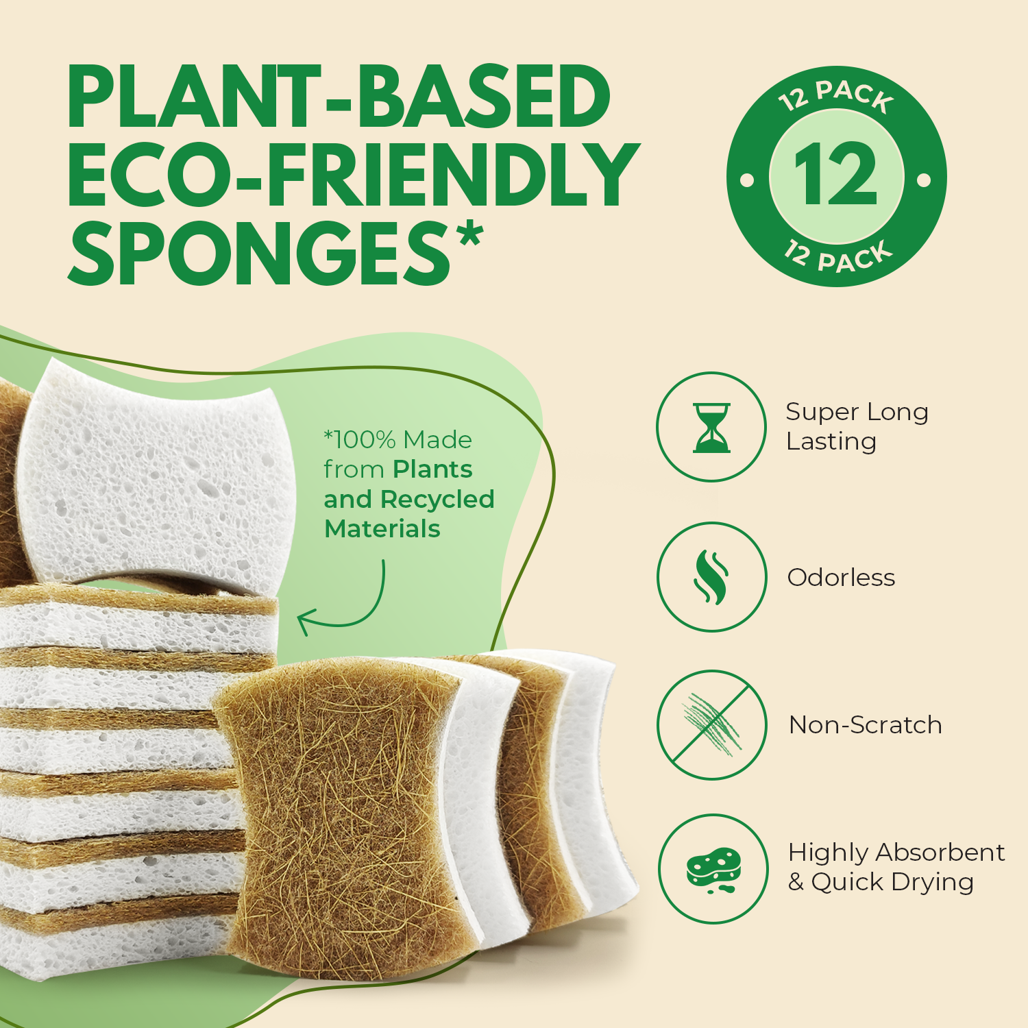 Non-Scratch Eco-Friendly Sponges - Handy Shape