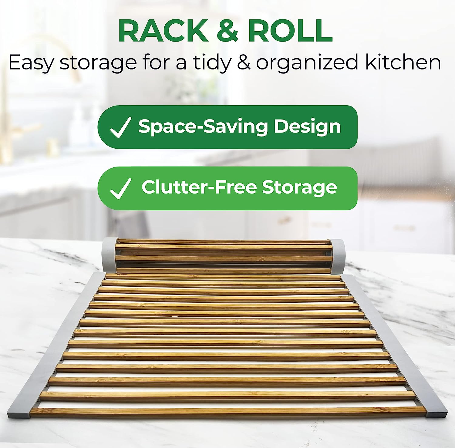 Bamboo Roll Up Dish Drying Rack