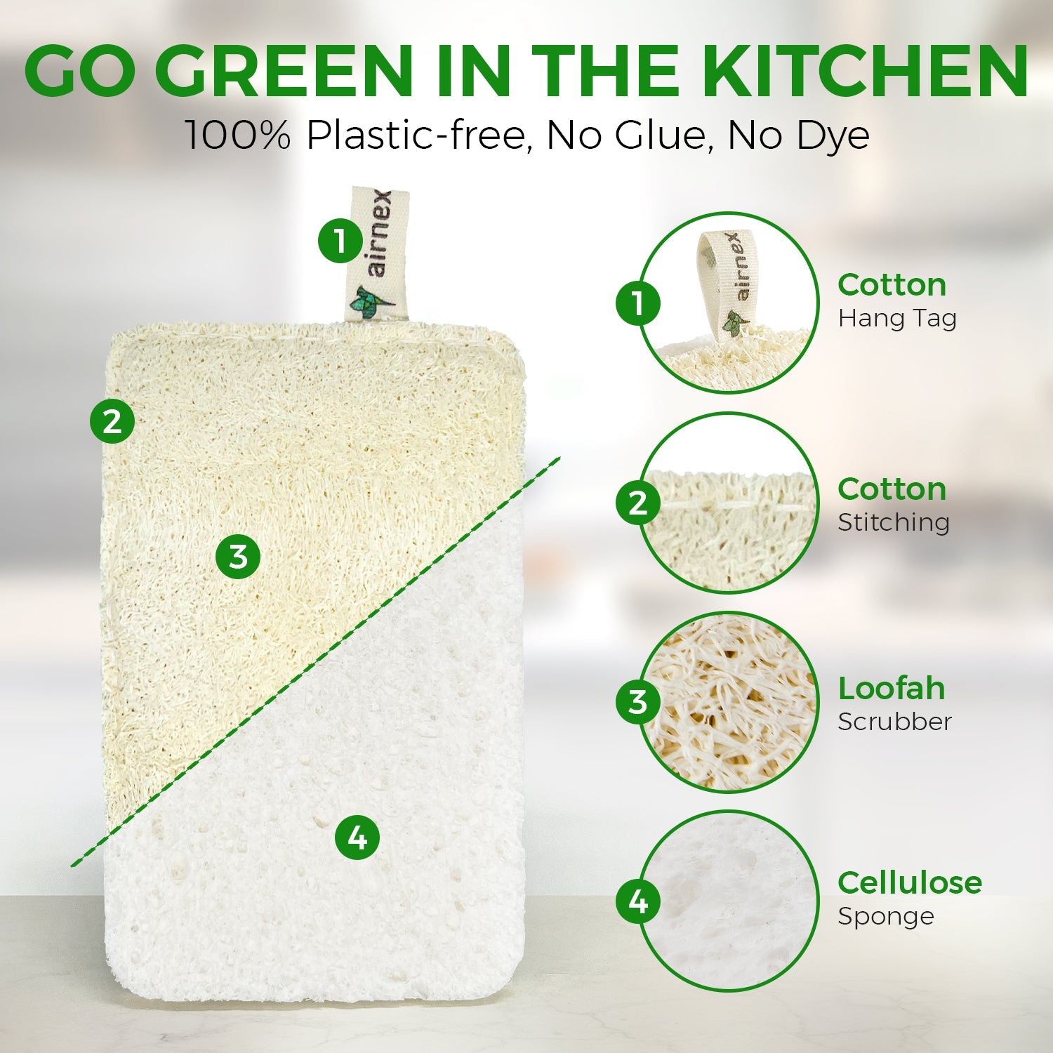 Non-Scratch Eco-Friendly Sponges - Rectangular Loofah