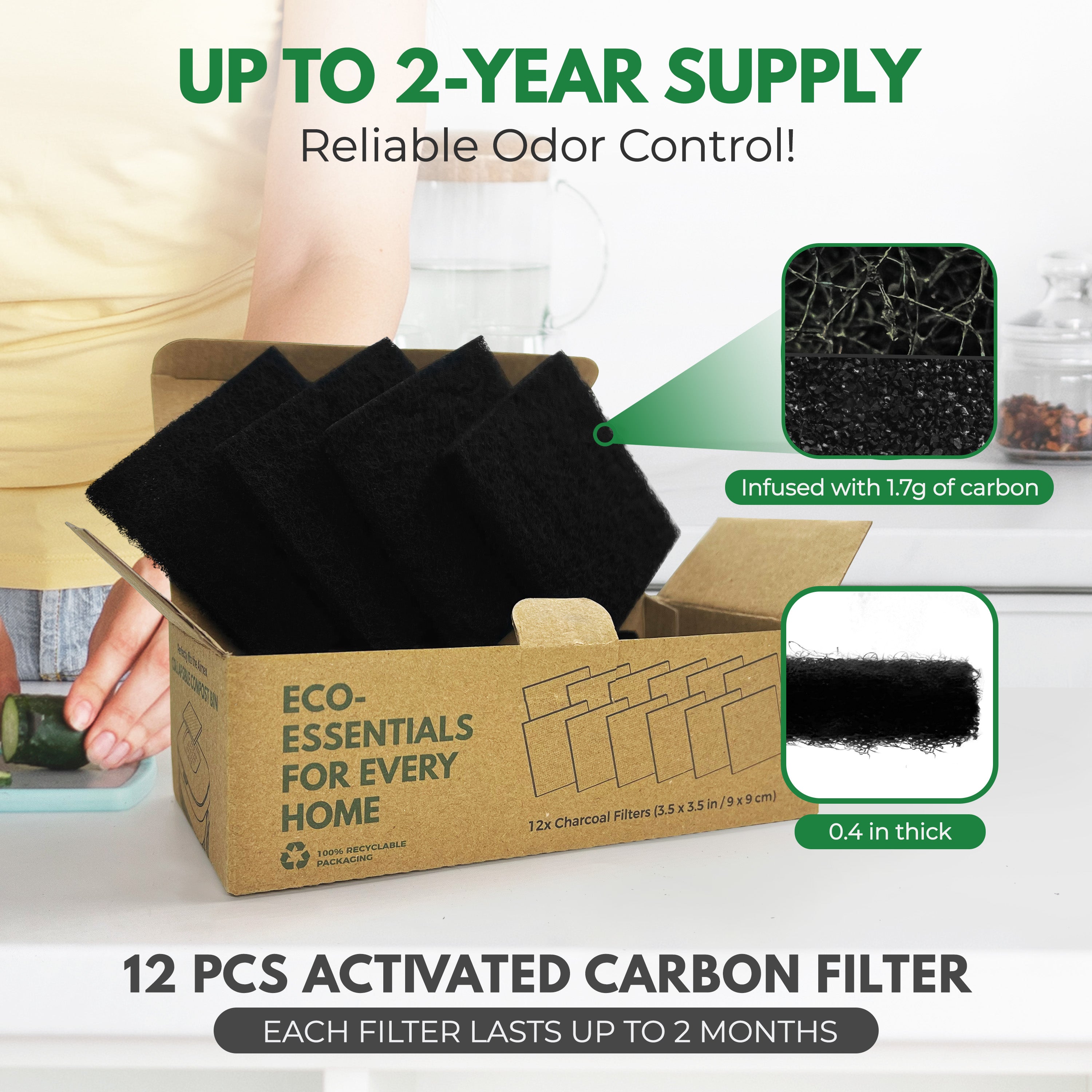 Charcoal Filters for Compost Bin 3.5 inch AIRNEX