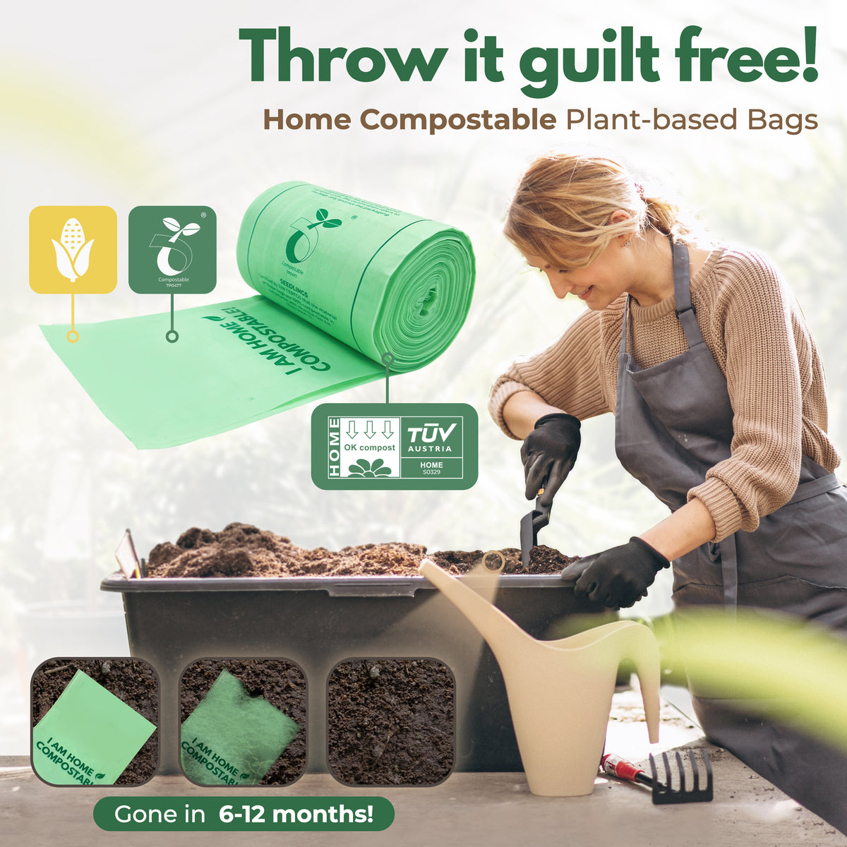Certified Home Compostable Trash Bags