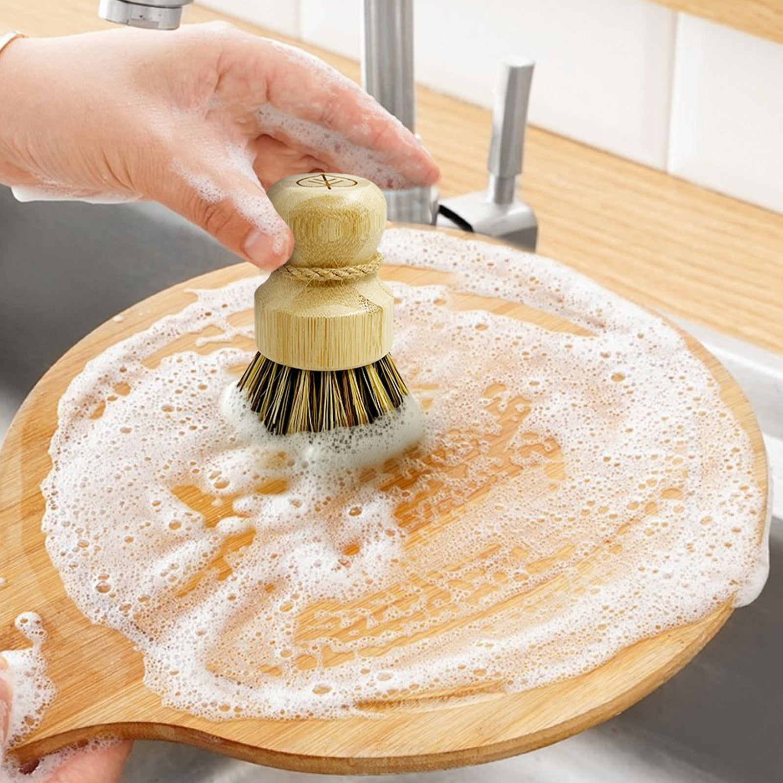 Natural Cleaning Dish Brush - 3 Pack Bamboo Brush