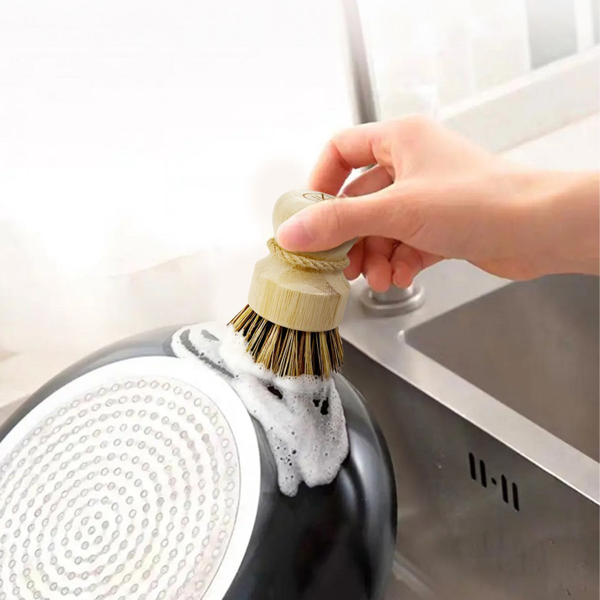 Natural Cleaning Dish Brush - 3 Pack Bamboo Brush