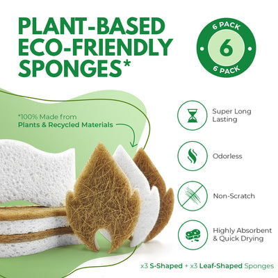 Non-Scratch Eco-Friendly Sponges - Leaf + S-Shape