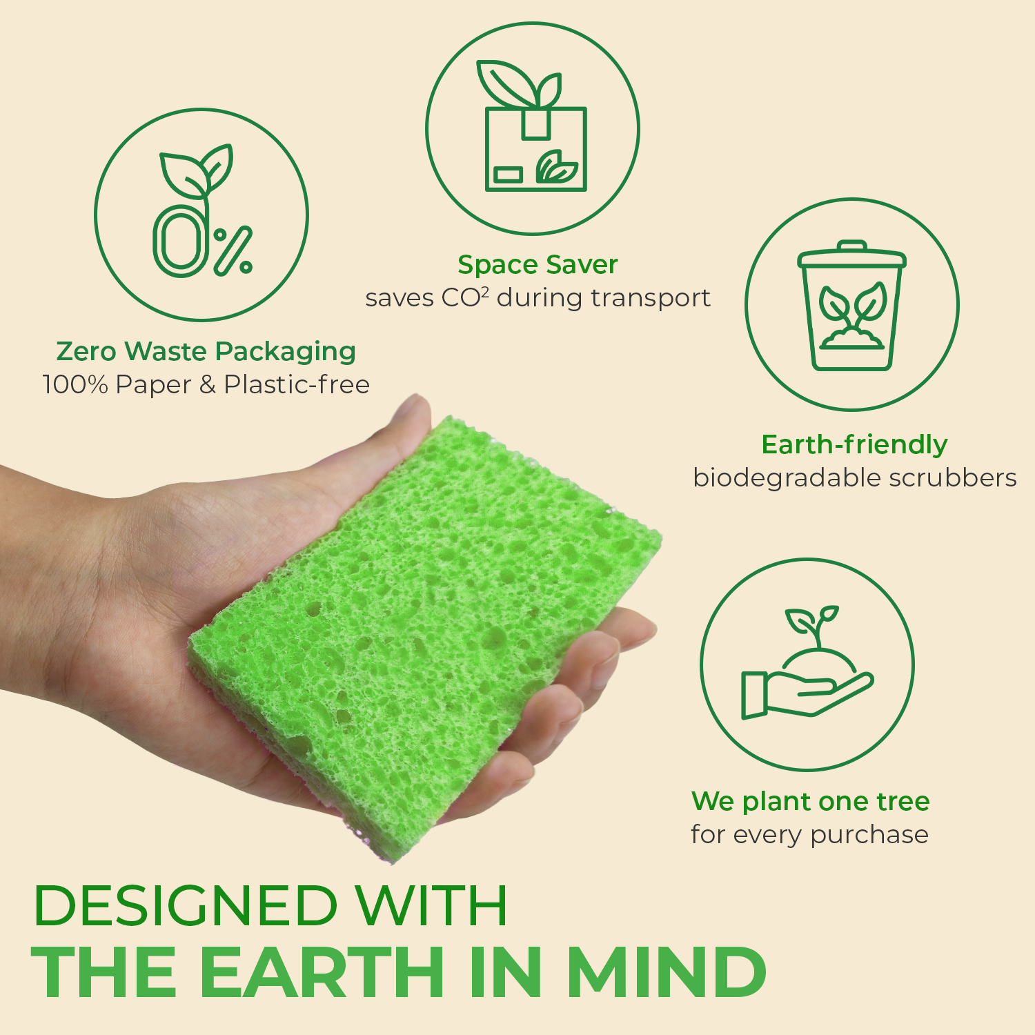 Biodegradable & Compostable Cellulose Compressed Sponges - Rectangular ...