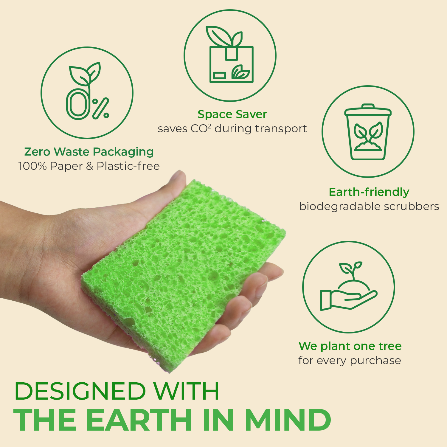 Biodegradable & Compostable Cellulose Compressed Sponges - Rectangular Multicolor