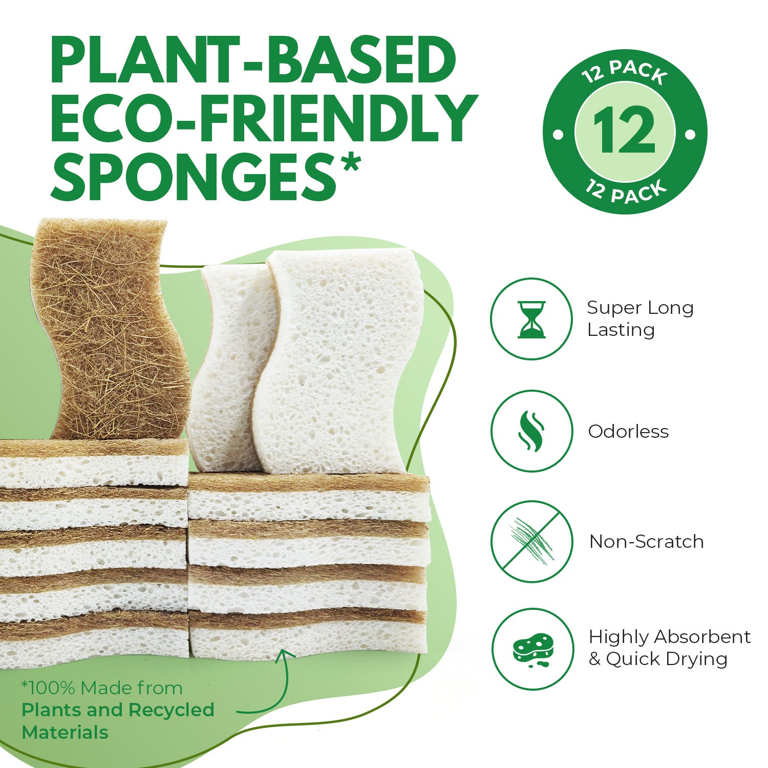 Non-Scratch Eco-Friendly Sponges - S-Shape