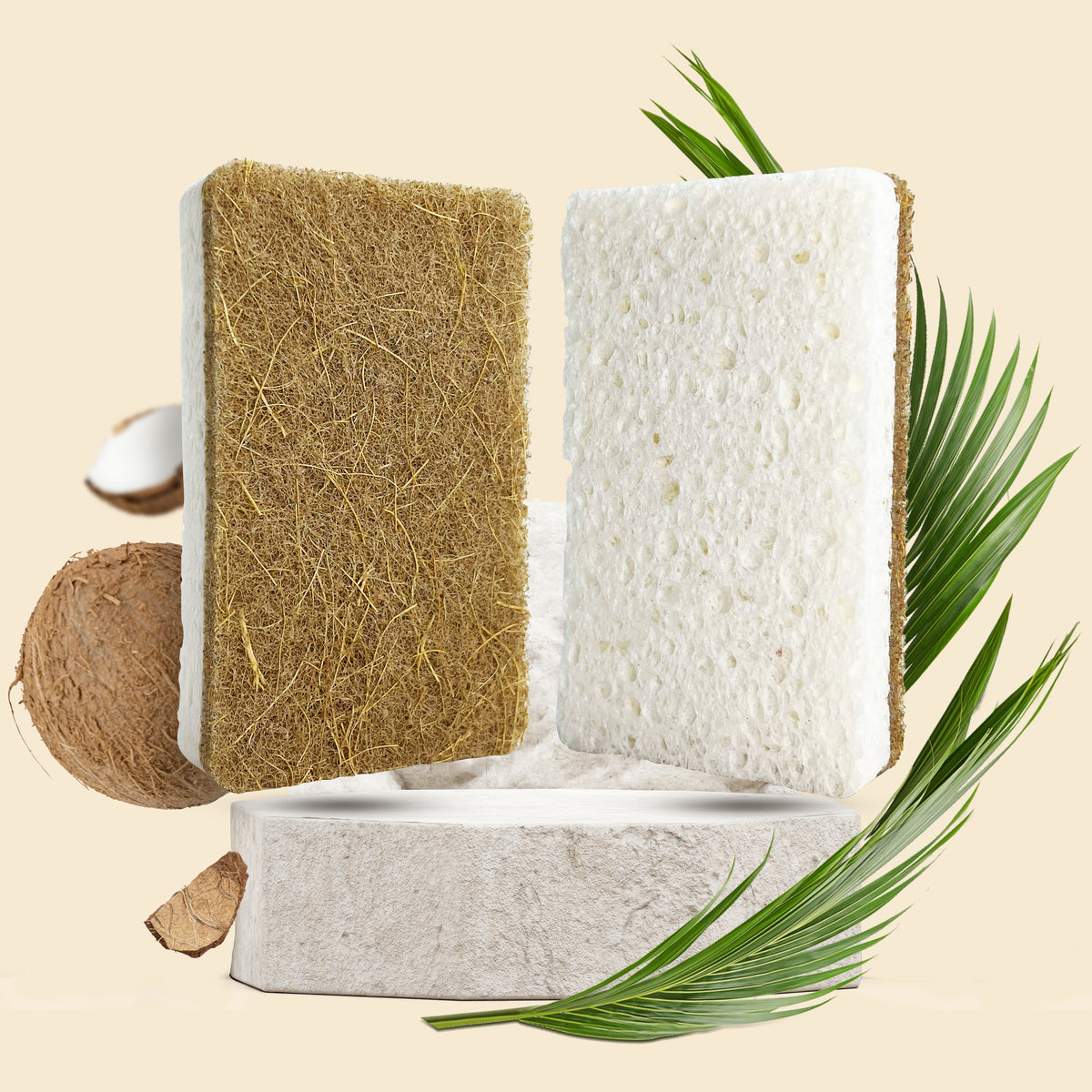 Non-Scratch Eco-Friendly Sponges - White Rectangular Shape