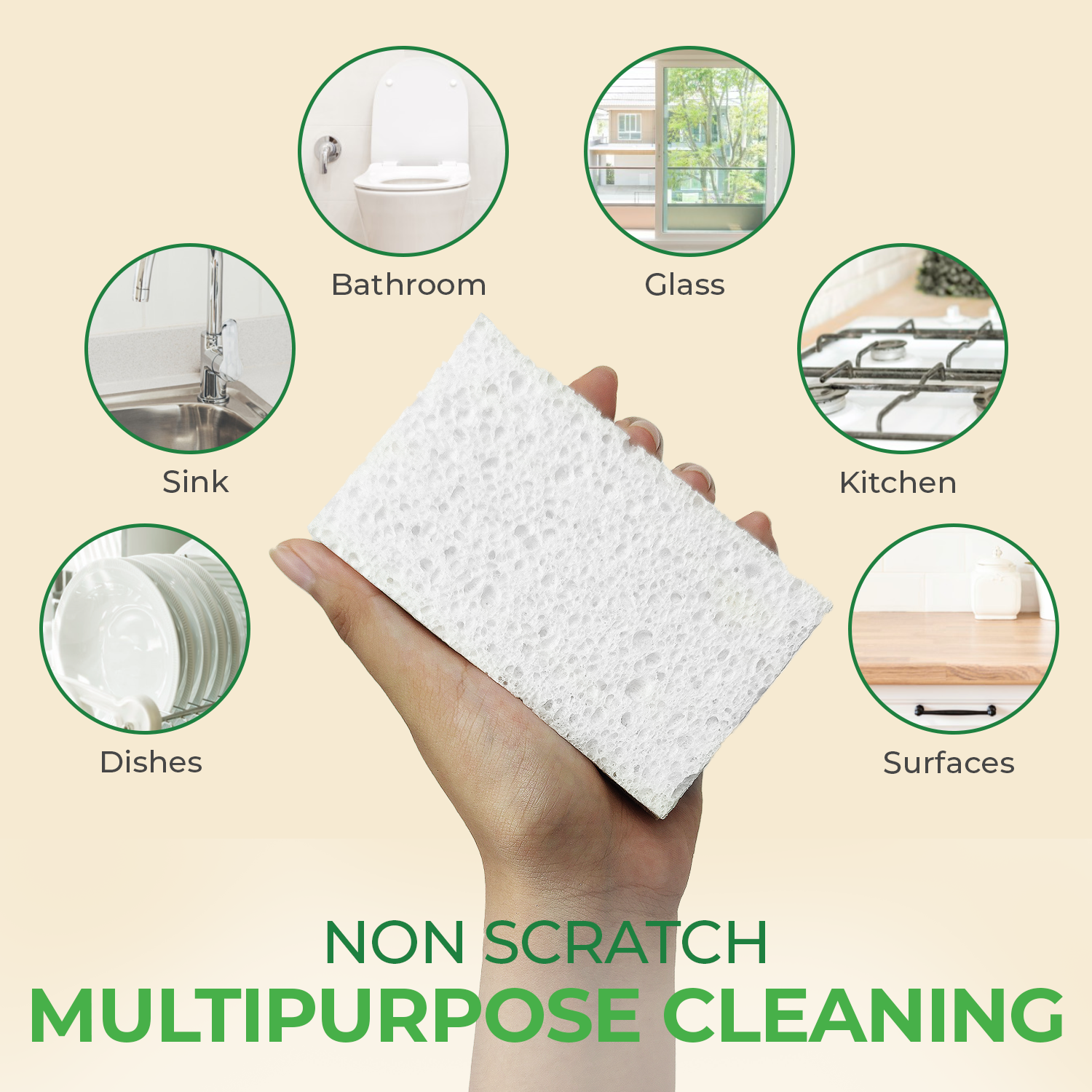 Biodegradable & Compostable Cellulose Compressed Sponges - Rectangular Multicolor