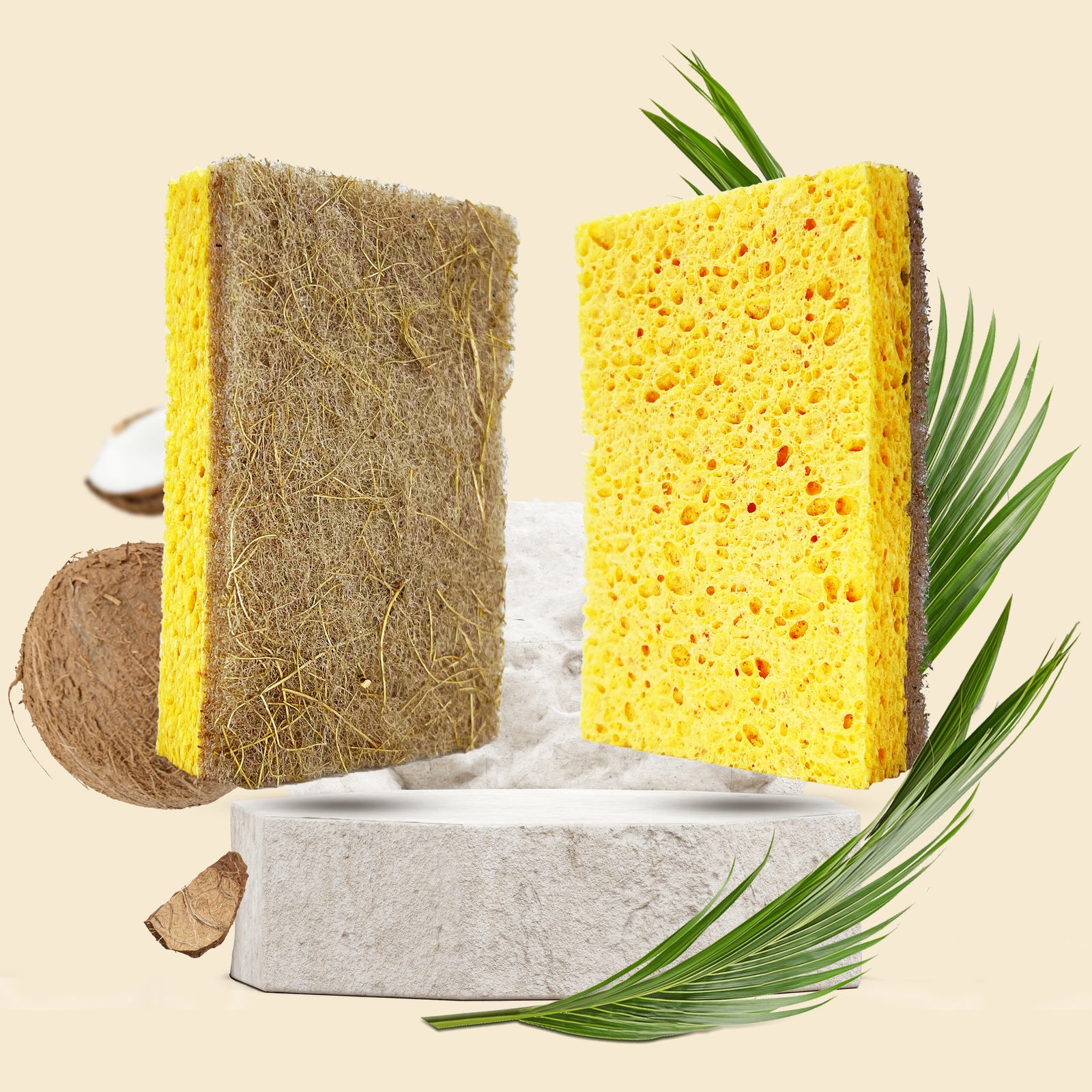 Non-Scratch Eco-Friendly Sponges - Yellow Rectangular Shape