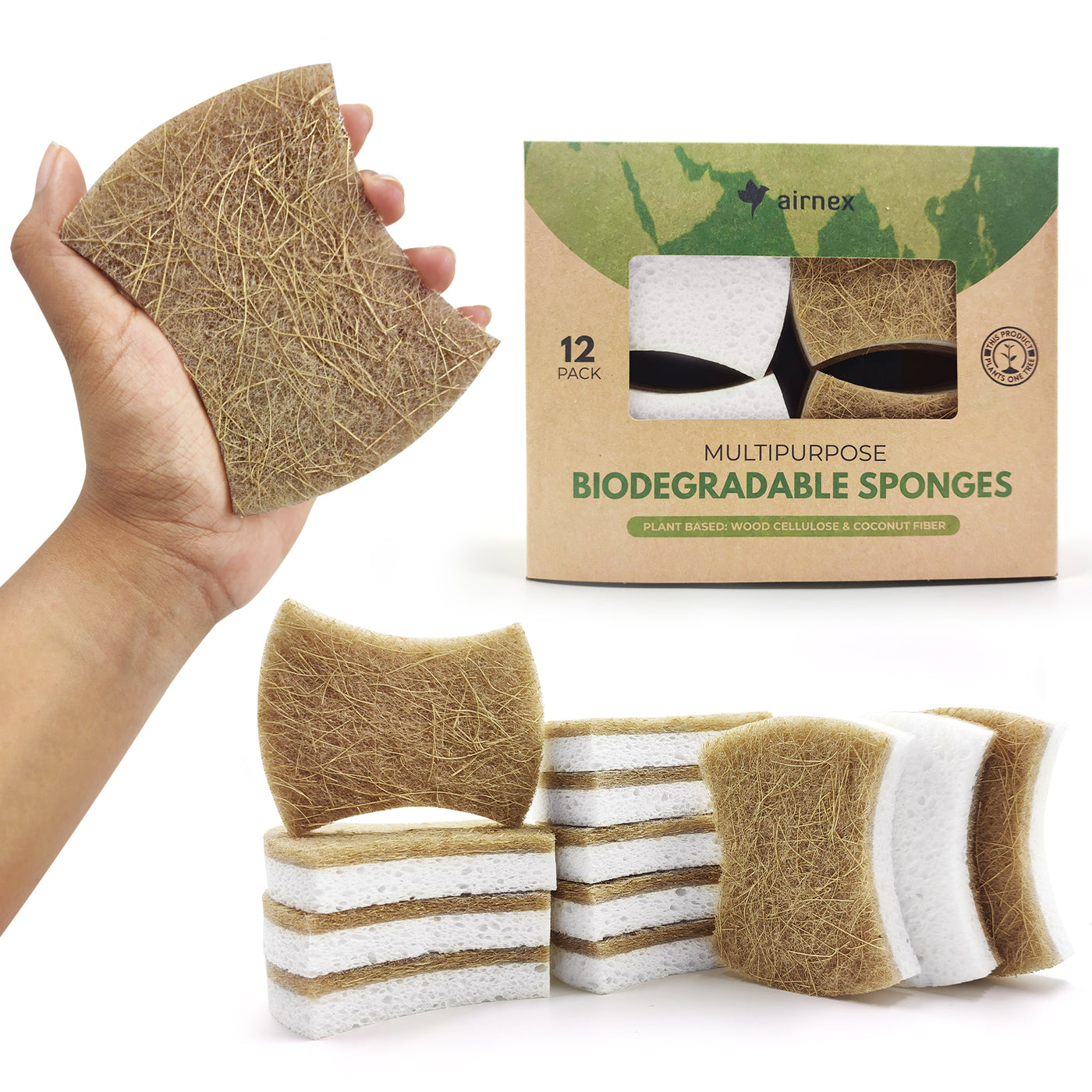 Plant-Based Biodegradable Kitchen Sponges - Handy Shape