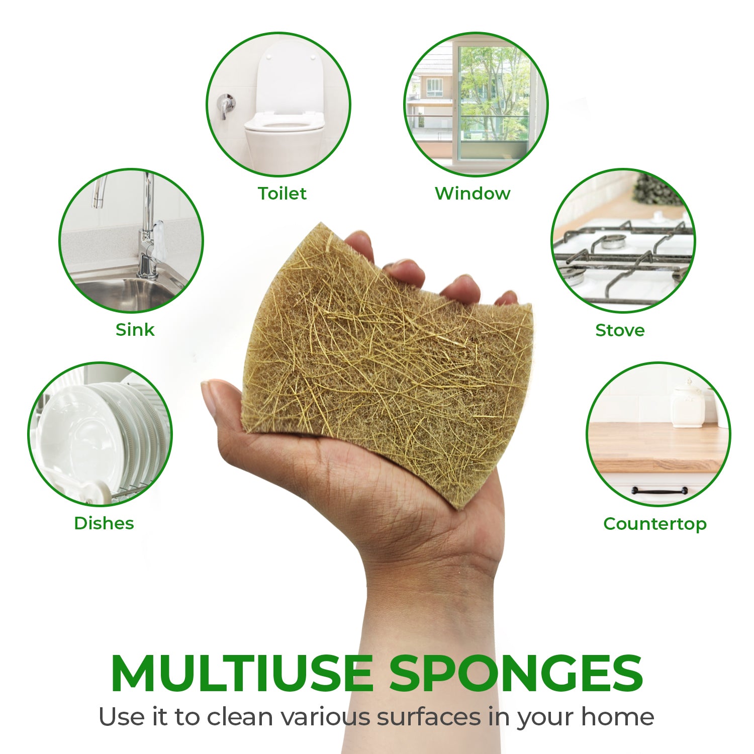 Non-Scratch Eco-Friendly Sponges - Bundle Pack of 18 - Leaf + Handy + S-Shape