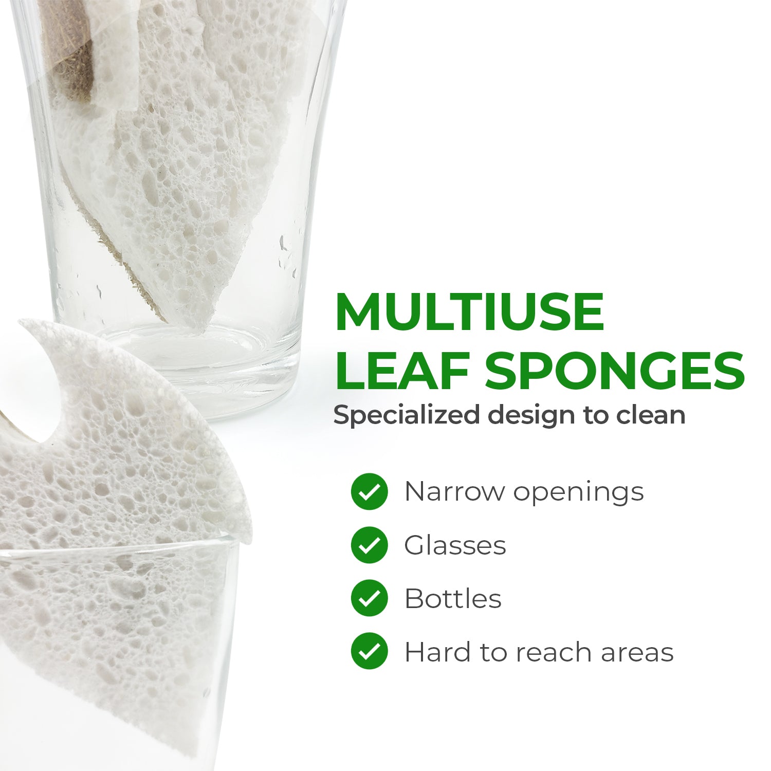 Non-Scratch Eco-Friendly Sponges - Bundle Pack of 18 - Leaf + Handy + S-Shape