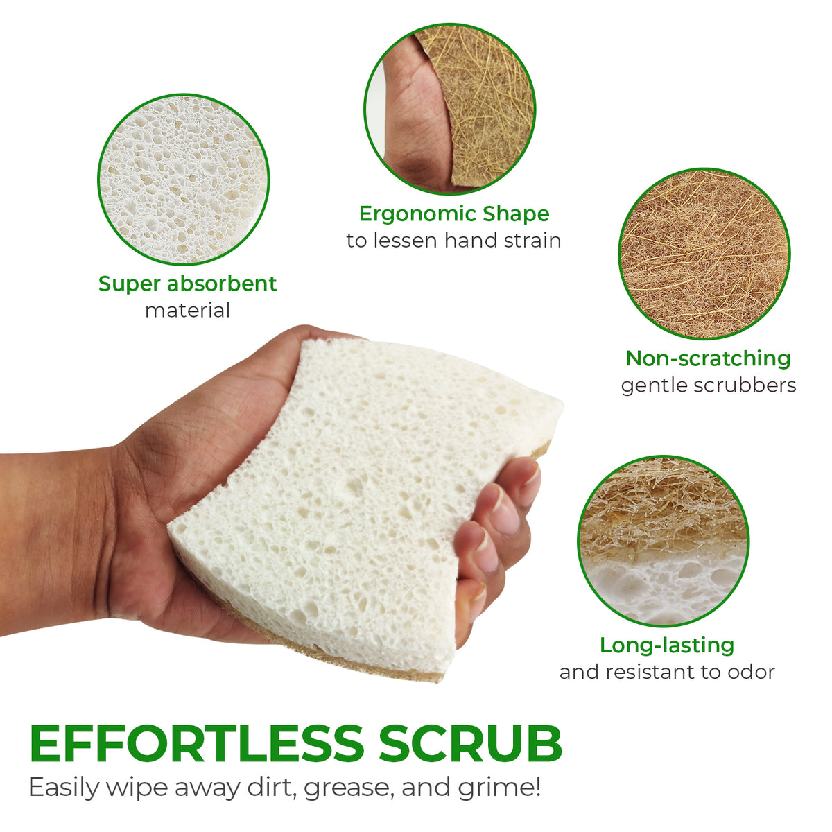 Non-Scratch Eco-Friendly Sponges - Bundle Pack of 24 - Handy + S-shaped