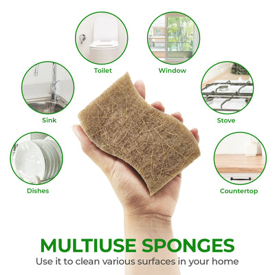Plant-Based Biodegradable Kitchen Sponges - Bundle Pack of 18 - Leaf + S-shaped