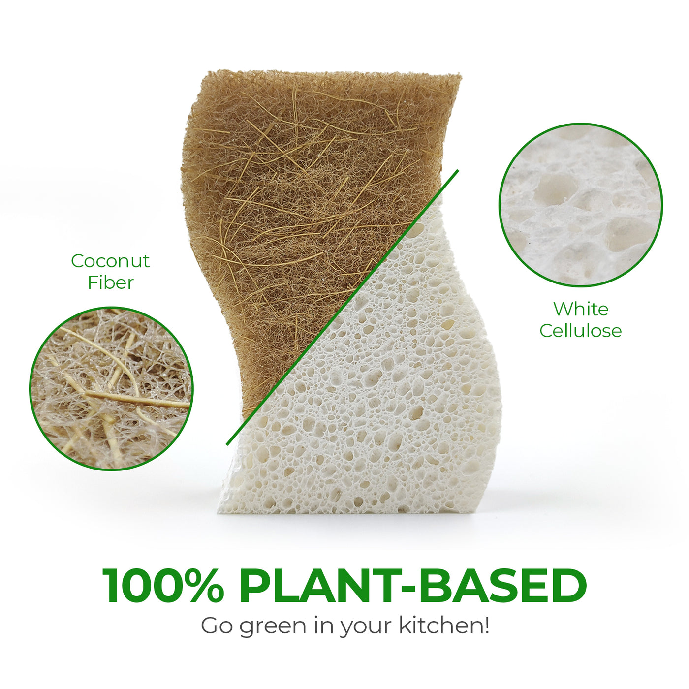 Plant-Based Biodegradable Kitchen Sponges - Bundle Pack of 18 - Leaf + S-shaped