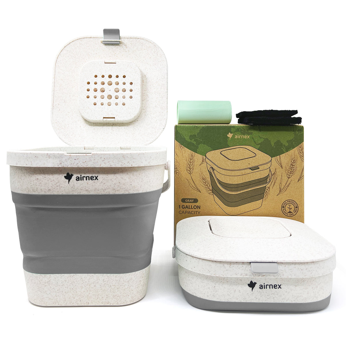 CollapsibleCompost Bin - Made of Wheat Straw (1 Gallon)