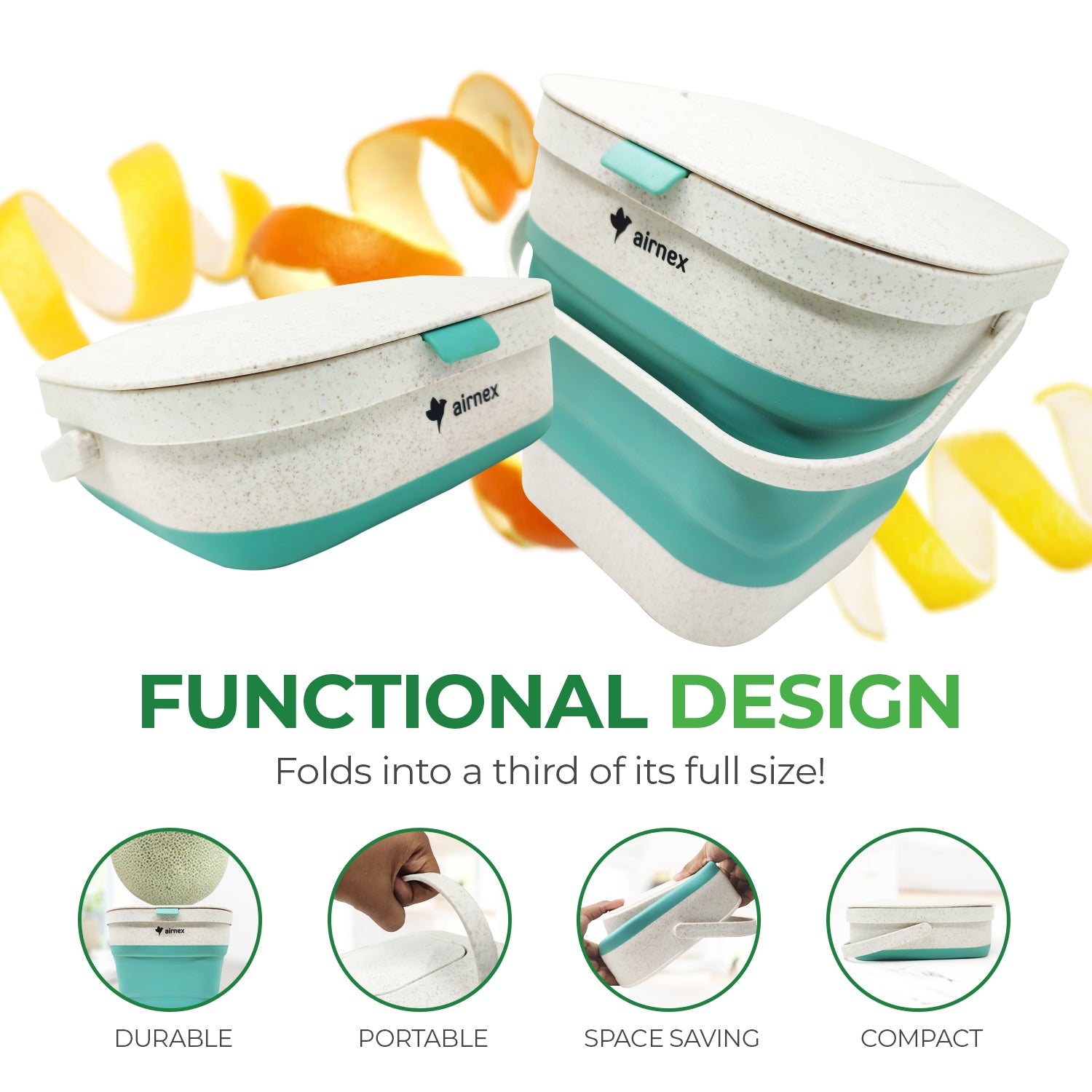 CollapsibleCompost Bin - Made of Wheat Straw (1 Gallon)