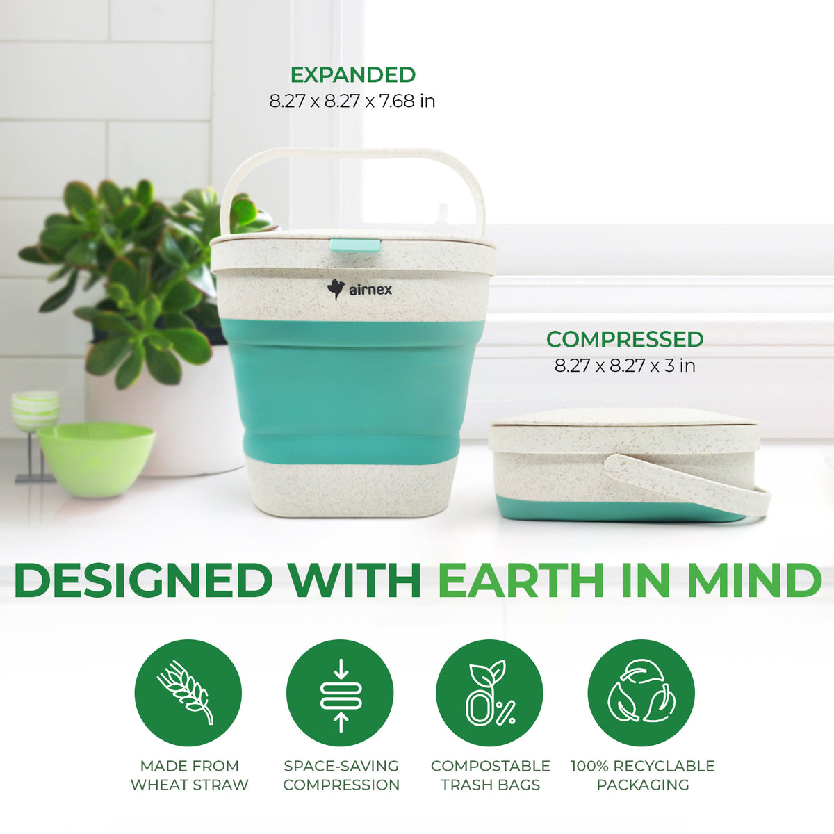 CollapsibleCompost Bin - Made of Wheat Straw (1 Gallon)