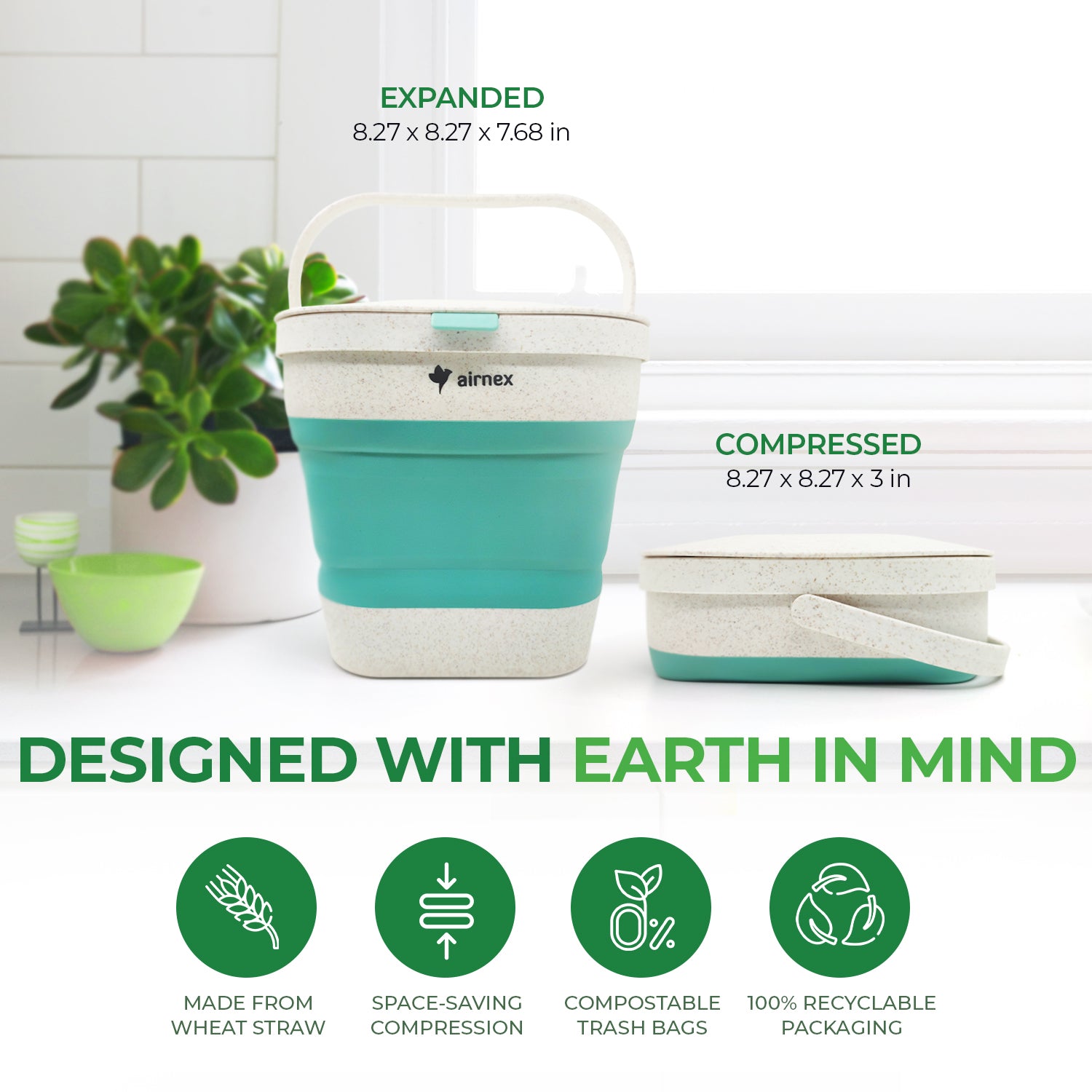 CollapsibleCompost Bin - Made of Wheat Straw (1 Gallon)